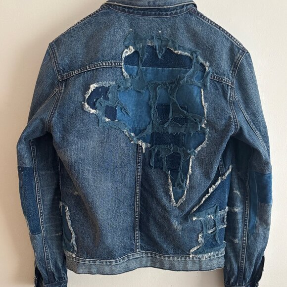 Levi's Made & Crafted Boro Patchwork Blue Denim Type IV Trucker Jacket - Medium - Picture 7 of 15